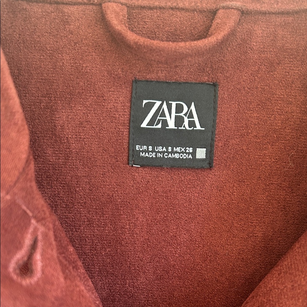 Zara Burgundy Suede Utility Jacket - Picture 3 of 8